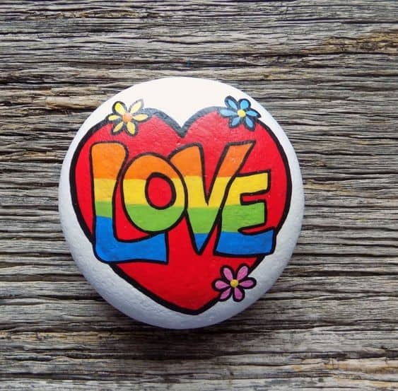 Love painted rock by Debbie Hay