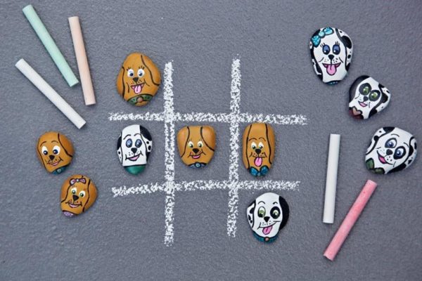 Painted Rock Dogs Tic Tac Toe Game by Dalmatian DIY