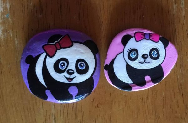 Panda Painted Rocks by Ruby Martnez