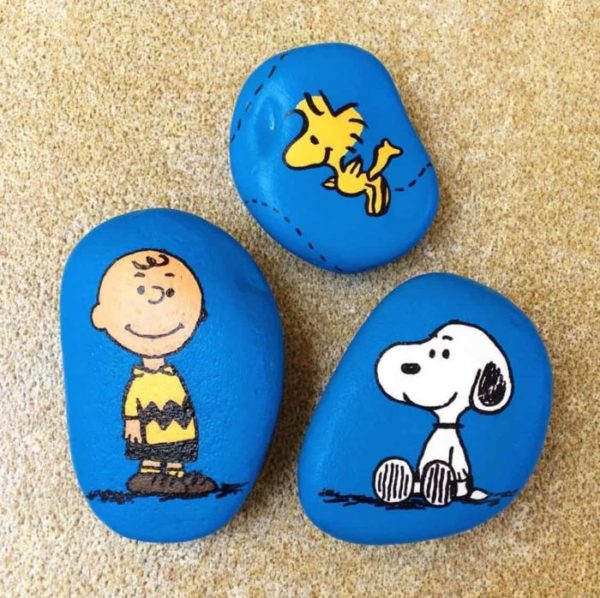 Peanuts character painted rocks by cara.dura.designs