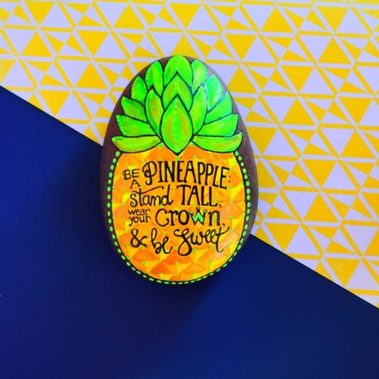 Pineapple painted rock by HFXrocks