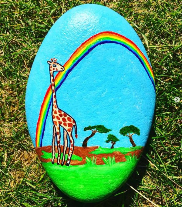 Rainbow rock for a giraffe lover by wolvistonrocks