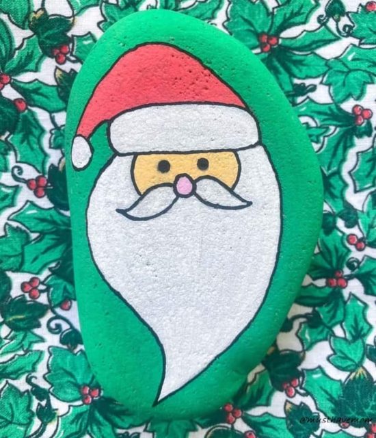 Santa rock painting by Must Have Mom