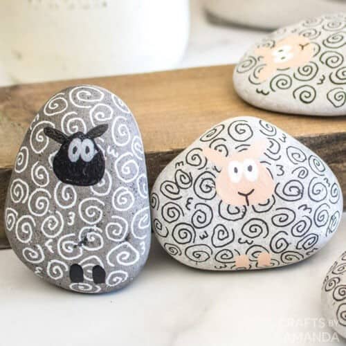 Sheep Painted Rocks by Crafts by Amanda