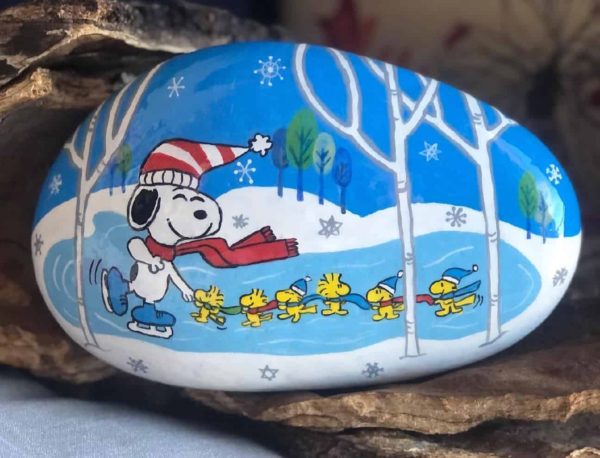 Snoopy and Woodstock painted rock by Hand Painted Andrea