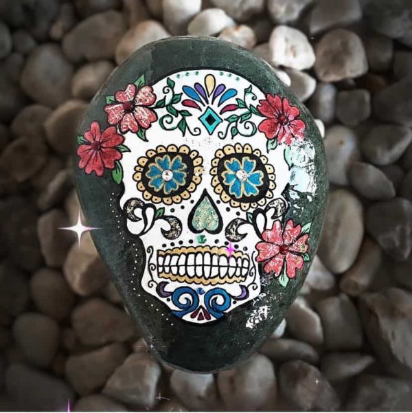 Sugar Skull painted rocks by Rock-It With Linda