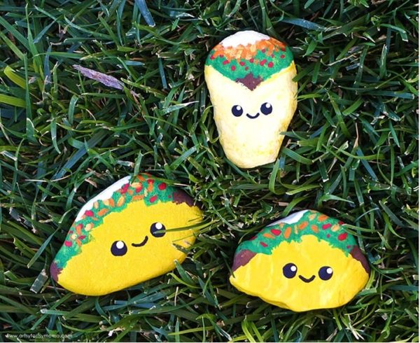 Taco Painted Rocks by Artsy-Fartsy Mama