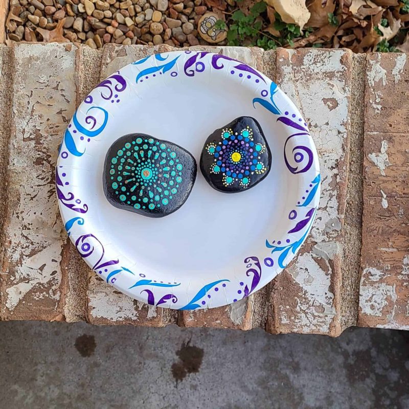 Two Mandala Painted Rocks
