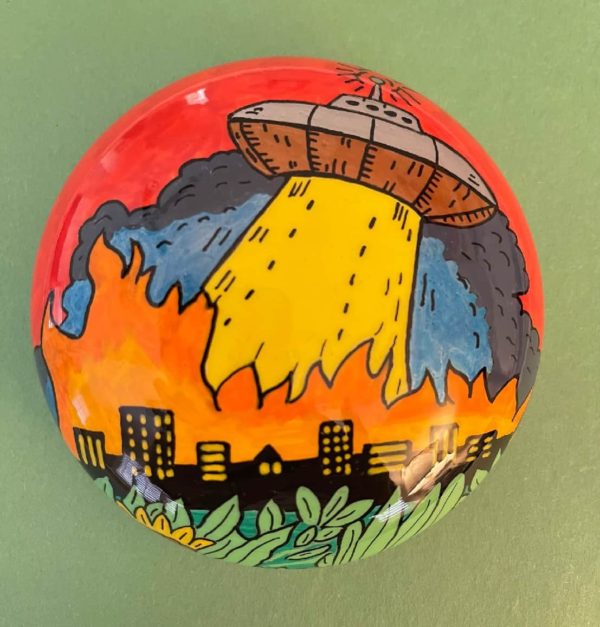 When Aliens Attack! Painted Rock by LTsRocks