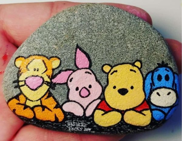 Winnie the Pooh & friends painted rock by jenevererocks