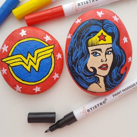 Wonder Woman painted rock by Artistro