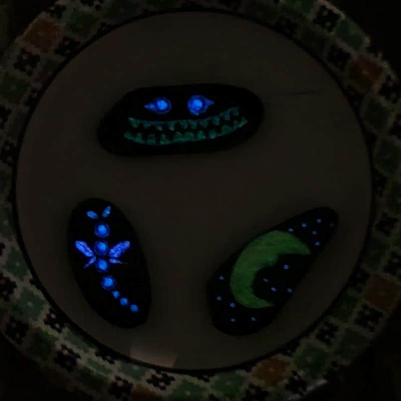 Glow in the Dark Painted Rocks dark 1