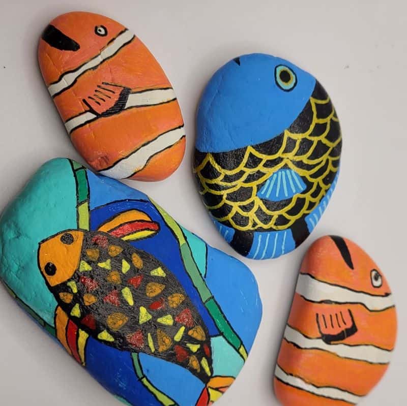 fish rock painting 4 fish painted rocks