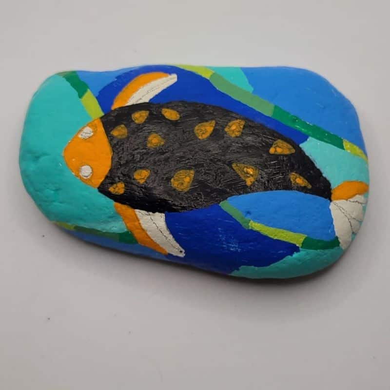fish rock painting image 3d