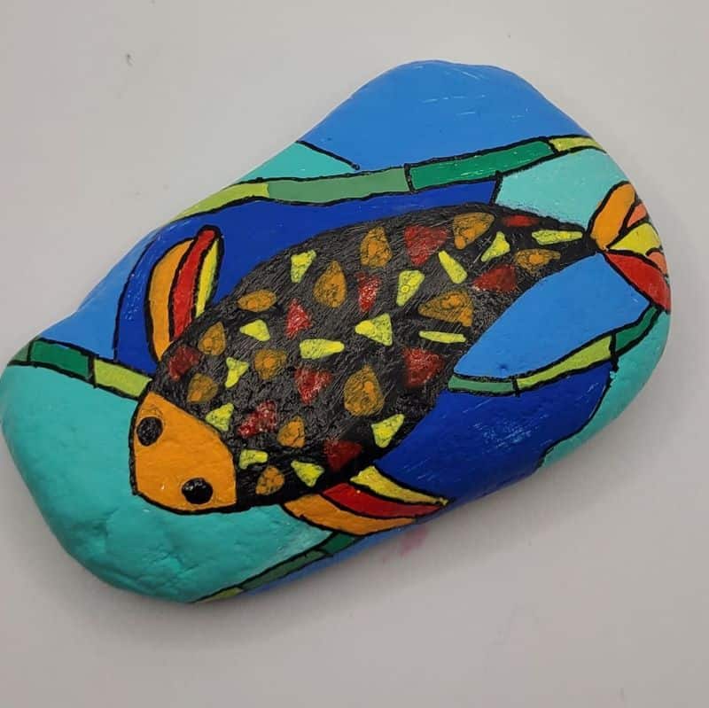 fish rock painting image 3g