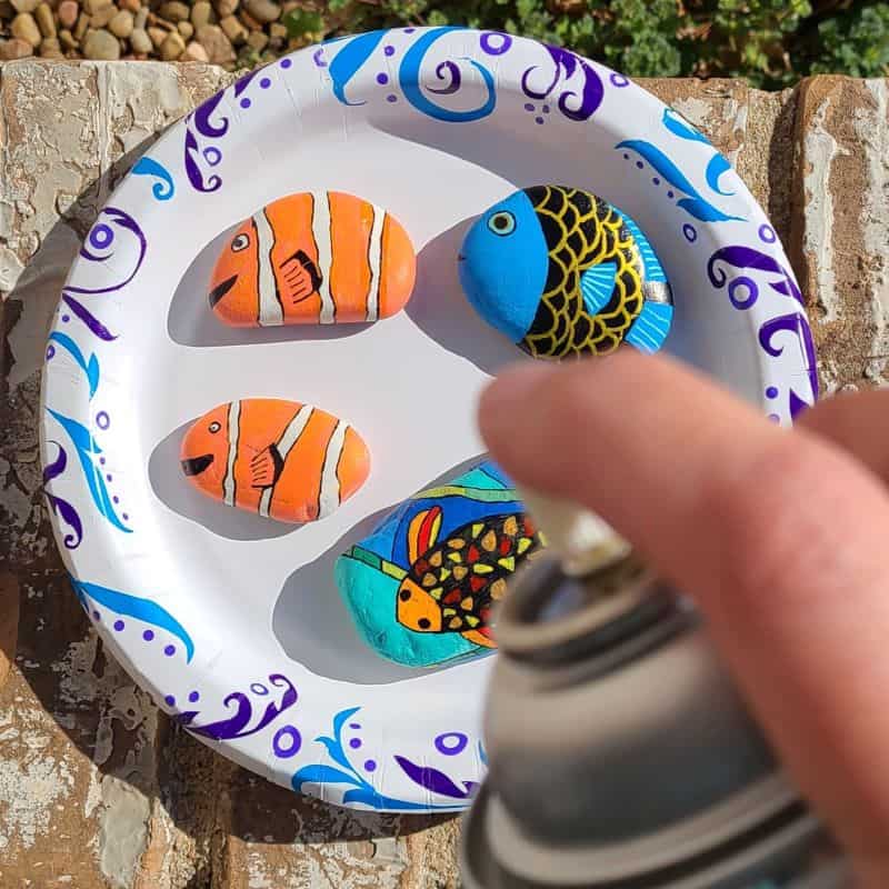 fish rock painting sealing rocks