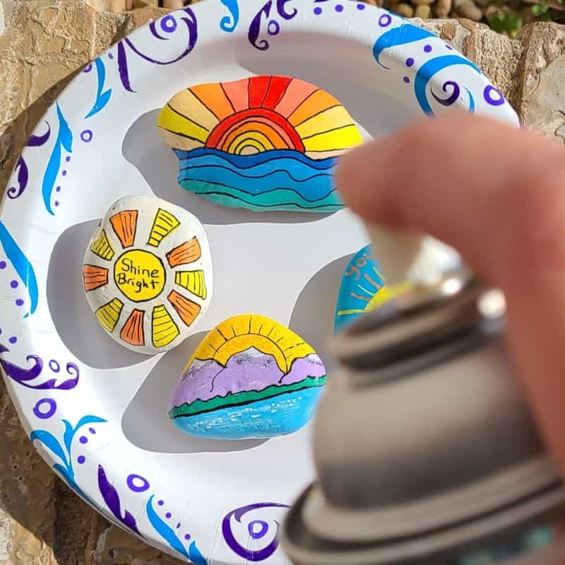 sun painted rocks sealing rocks