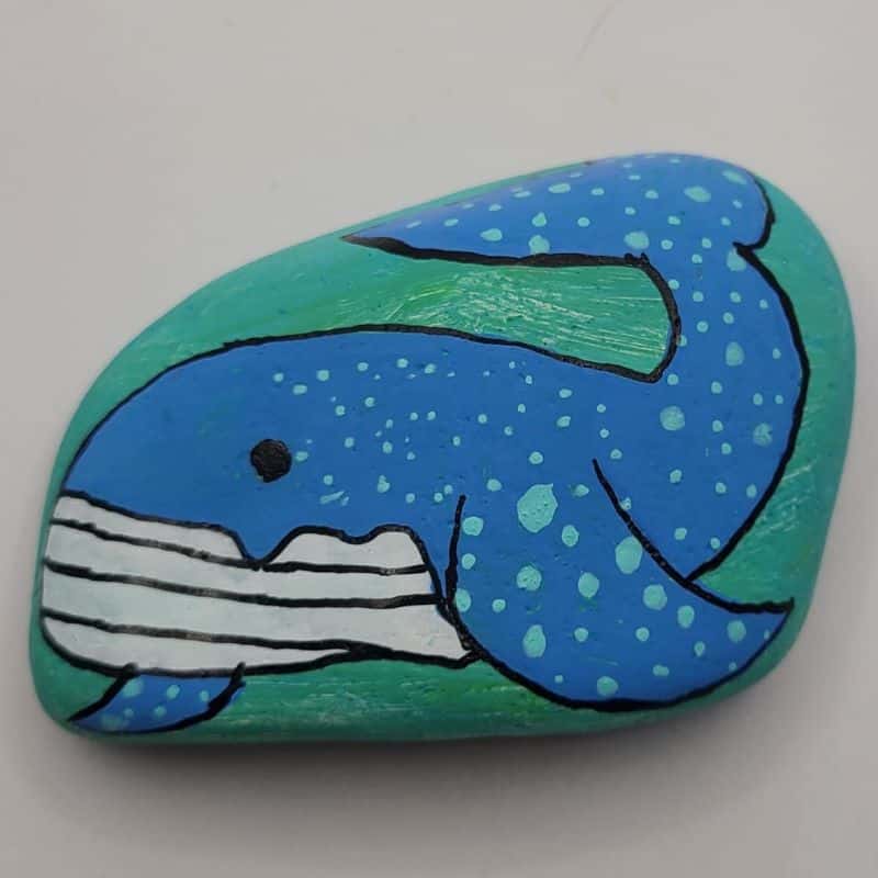 whale painted rocks design 2c