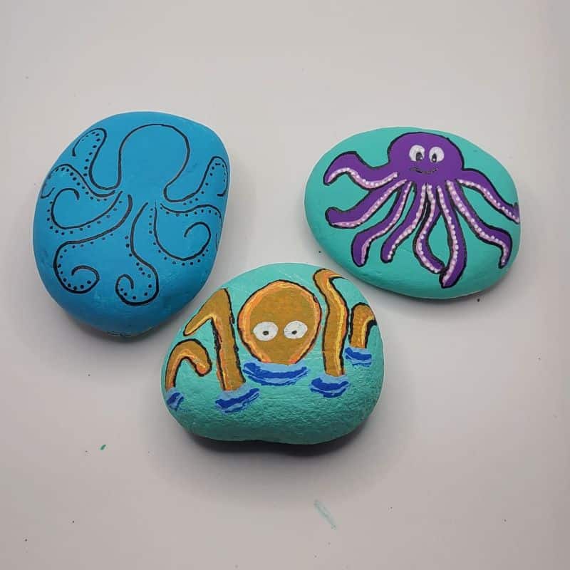 3 octopus painted rocks 2