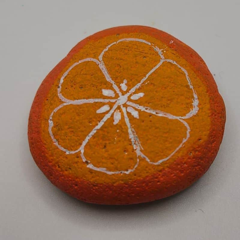 Food painted rocks orange 1b