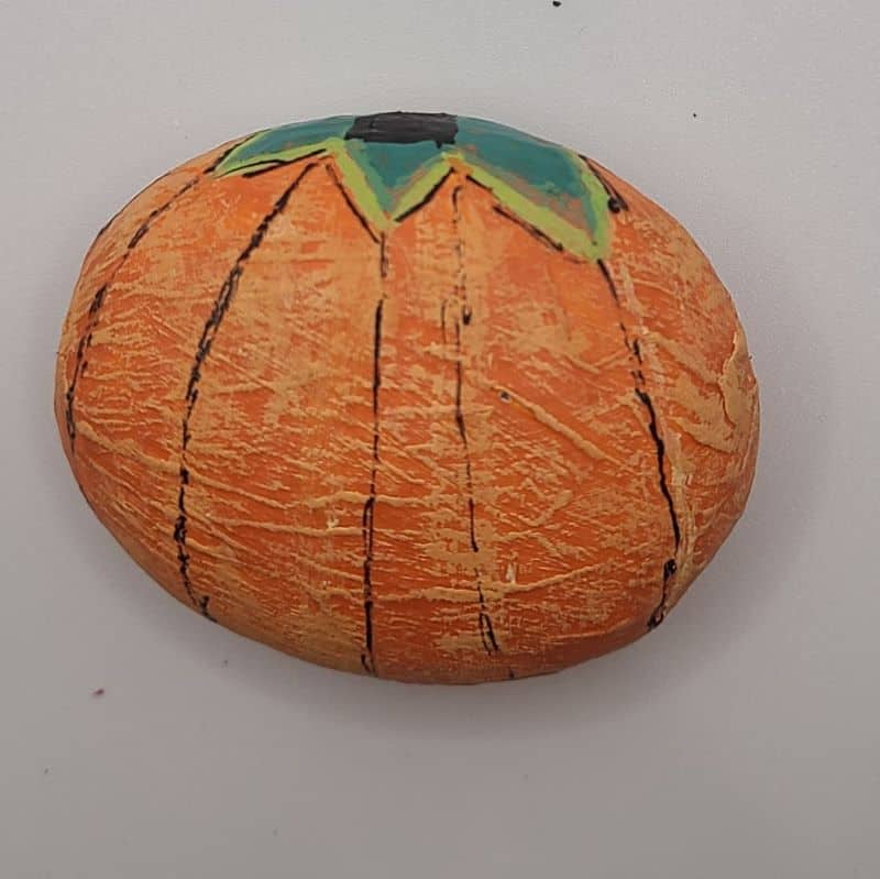 Food painted rocks pumpkin 1c