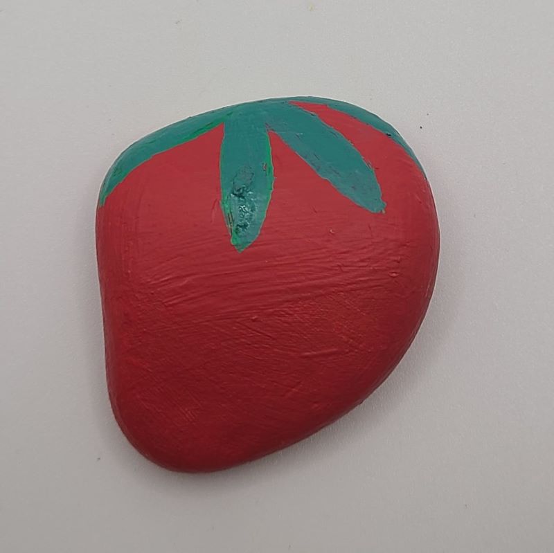 Food painted rocks strawberry 1b