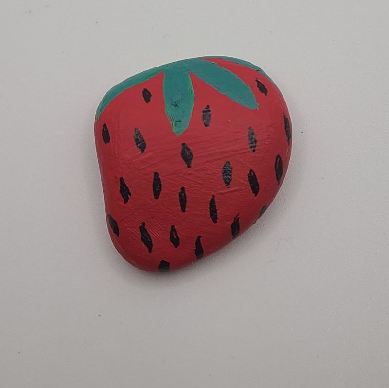 Food painted rocks strawberry 1c