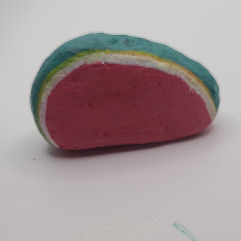 Food painted rocks watermelon 1b