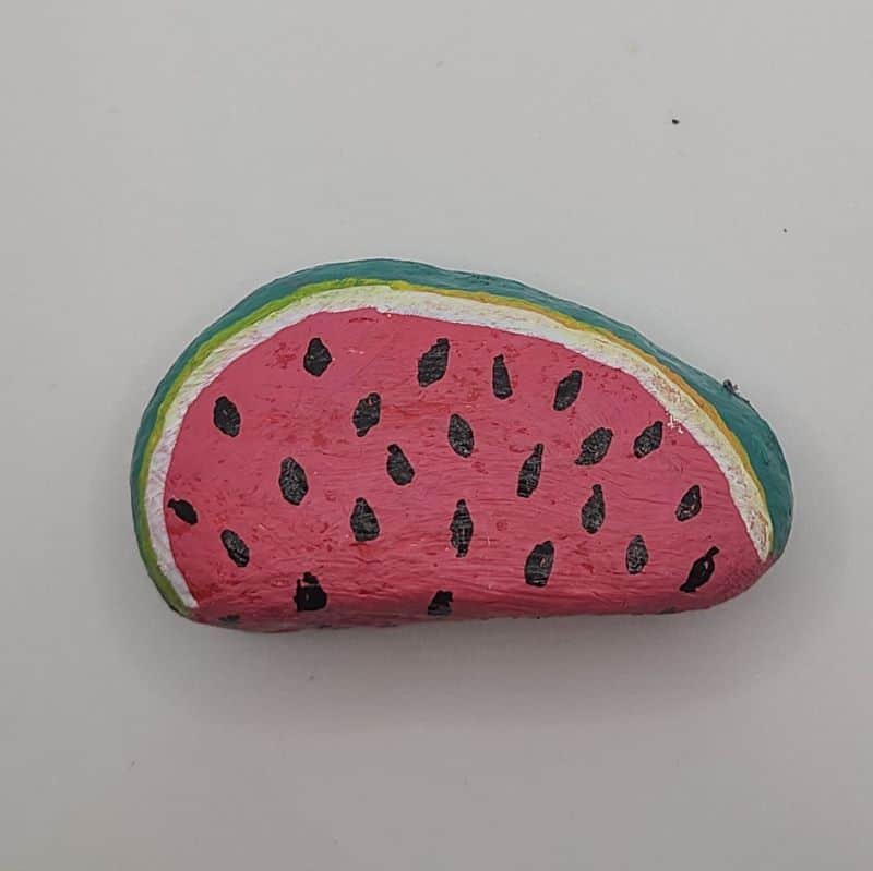 Food painted rocks watermelon 1c