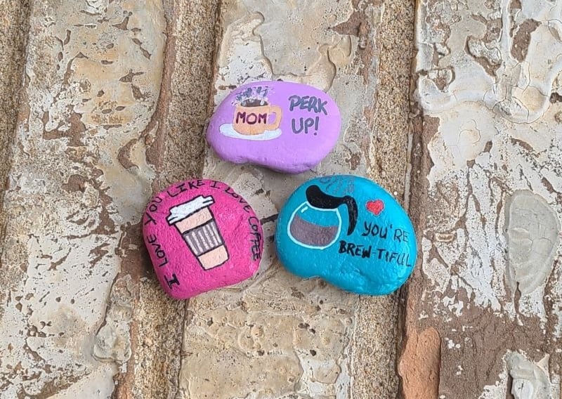 3 Coffee Painted Rocks