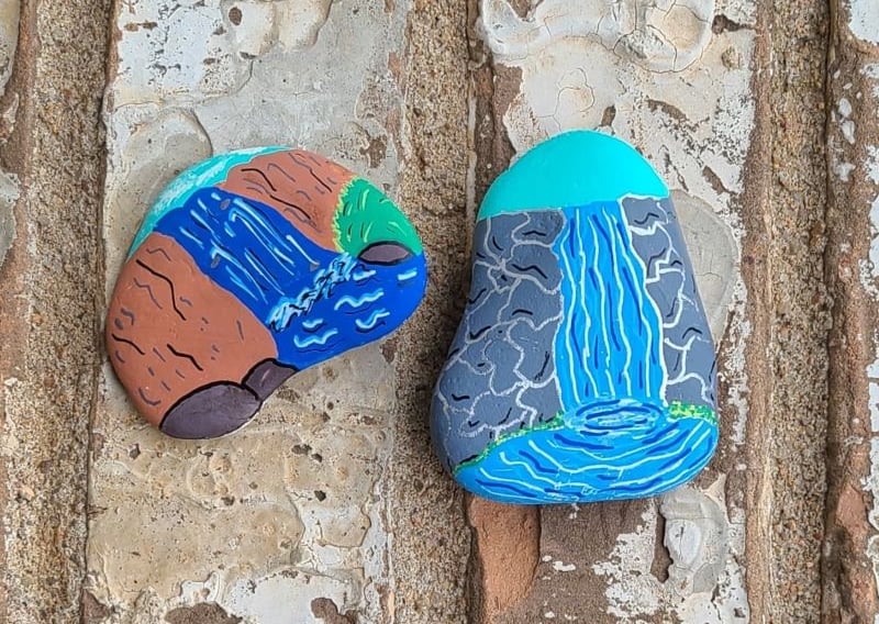 How to Paint a Waterfall on a Rock