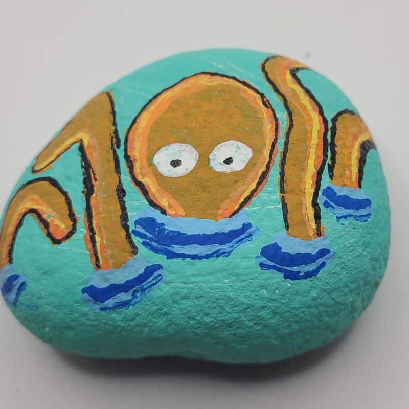octopus painted rocks design 3d