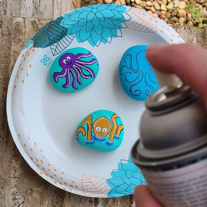 sealing 3 octopus painted rocks