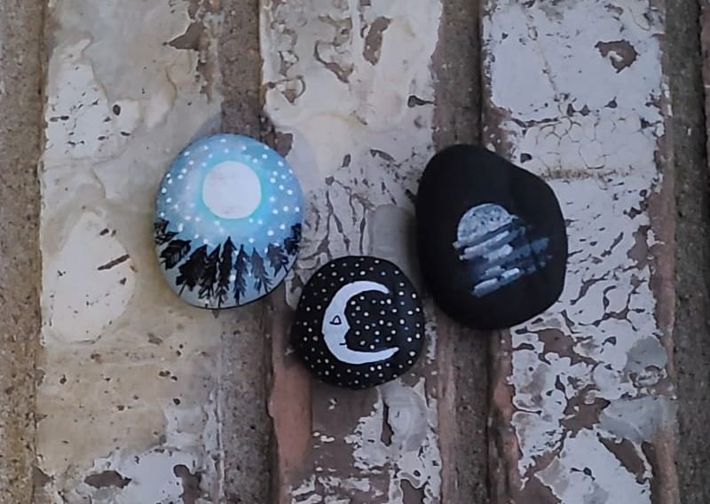You’ll be Over the Moon with these 3 Moon Painted Rocks!