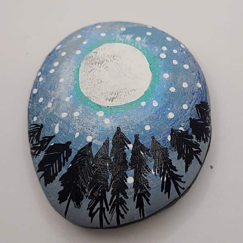 moon painted rocks design 3d
