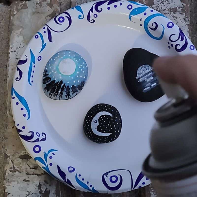 moon painted rocks sealing rocks