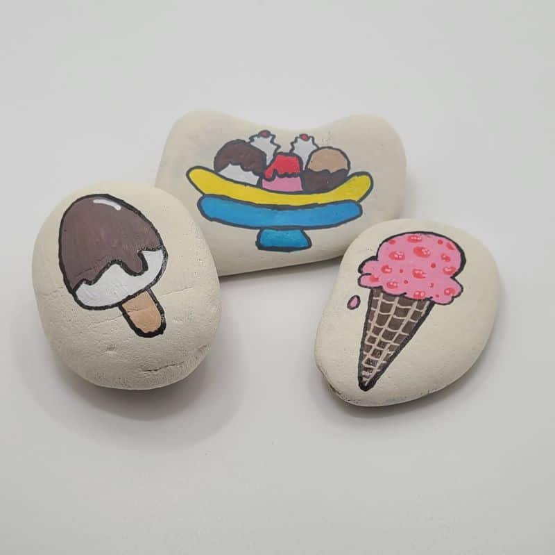 3 Ice Cream Painted Rocks