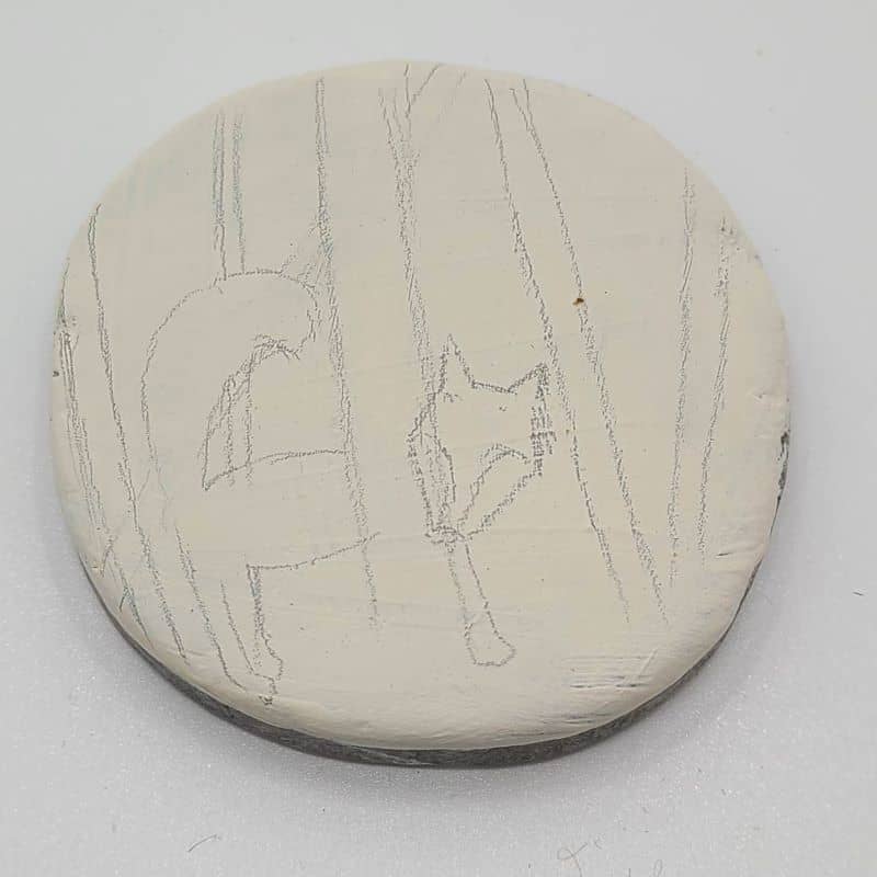 fox painted rocks - fox in trees pencil