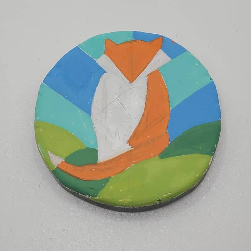 fox painted rocks - fox stained glass 2