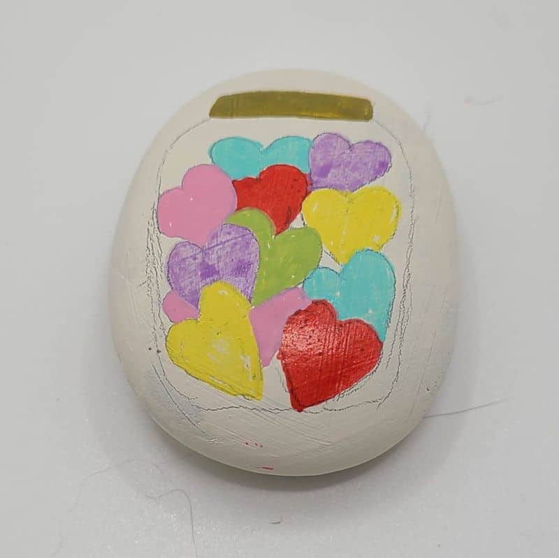 valentine's day painted rocks - jar of candy hearts 2