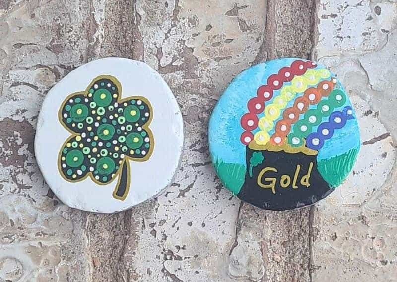 St Patrick’s Day Painted Dot Mandala Rocks