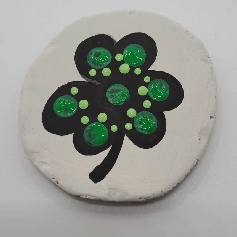 St Patrick's Day Mandala Rock Dotted Clover a