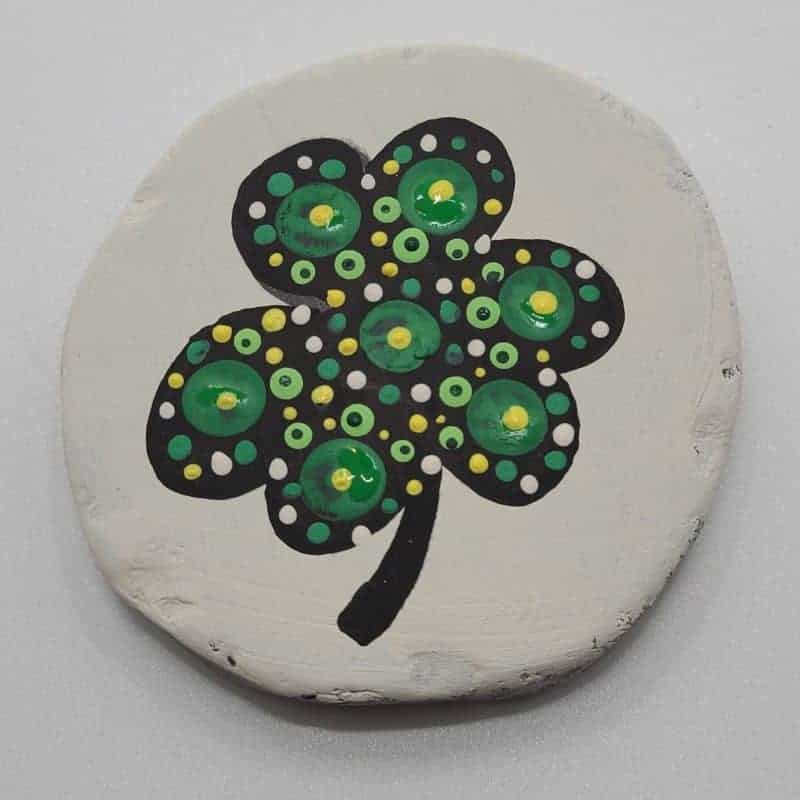 St Patrick's Day Mandala Rock Dotted Clover b