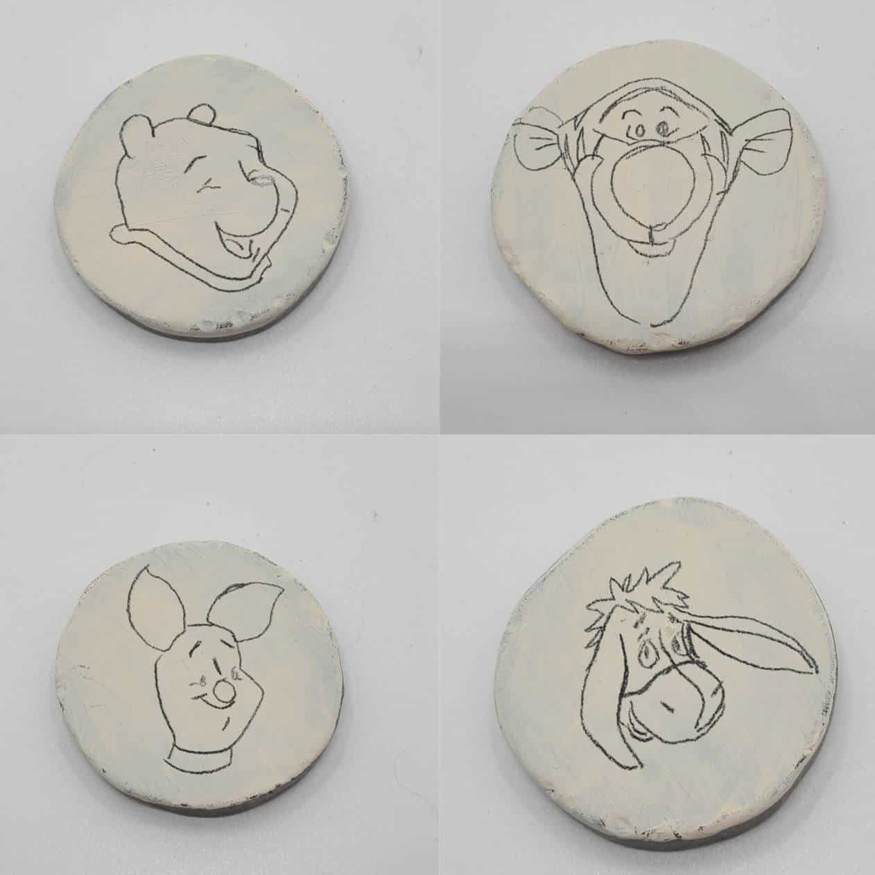 winnie the pooh painted rocks - characture outlines