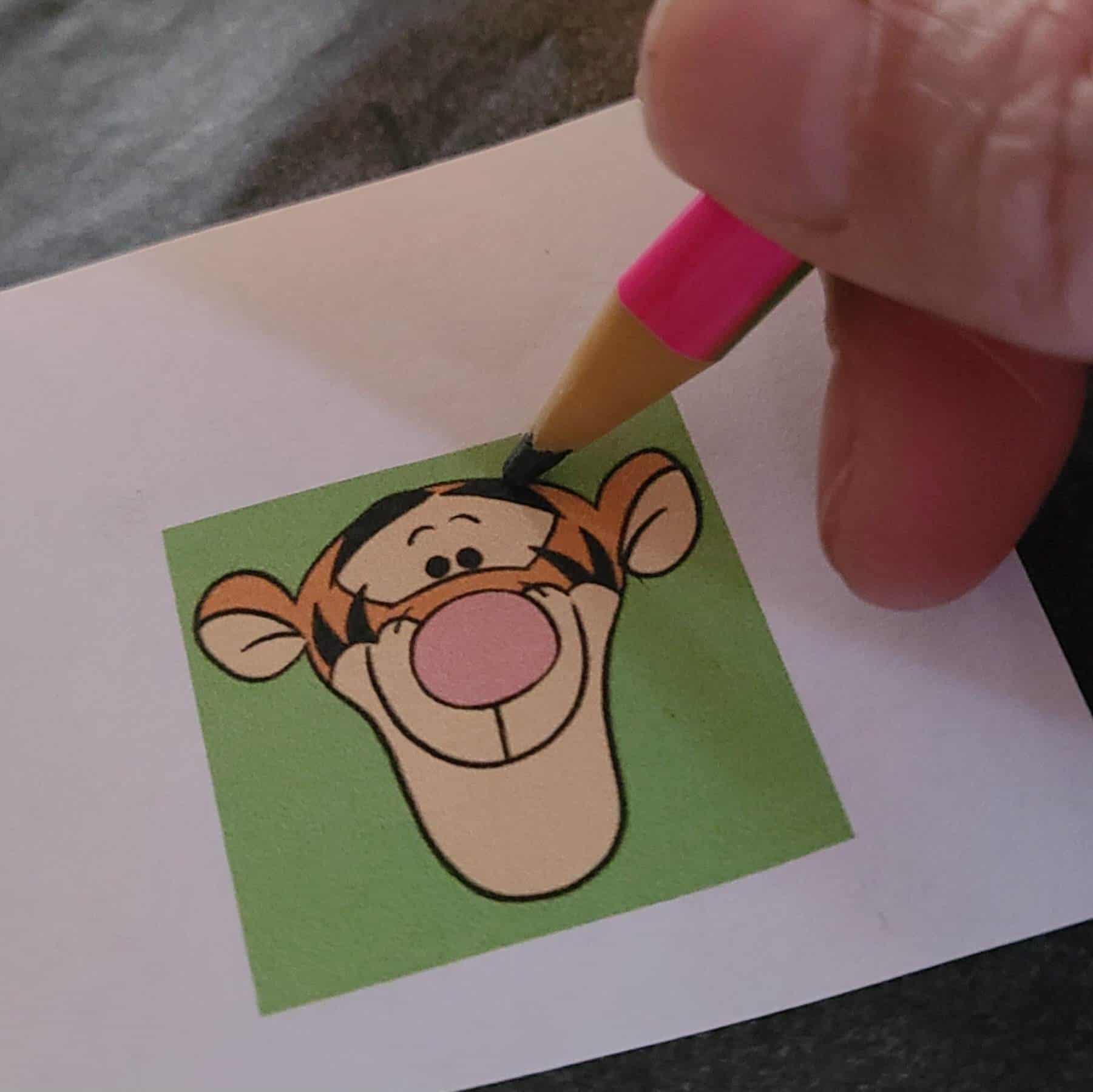 winnie the pooh painted rocks - drawing on carbon paper