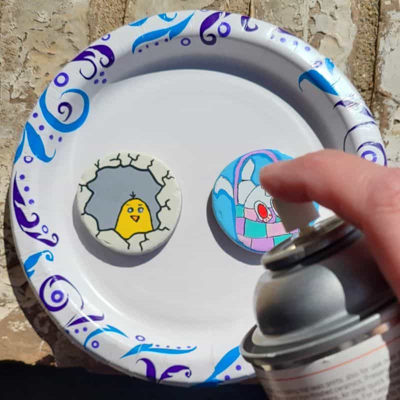 2 Easter Painted Rocks - sealing rocks