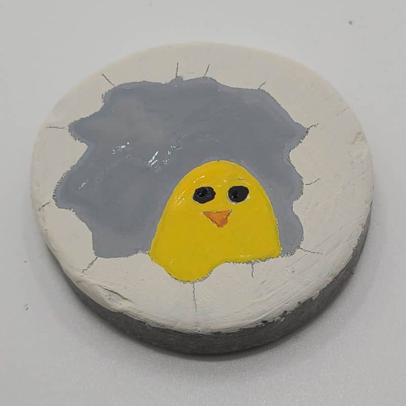Easter Painted Rocks - painting chick