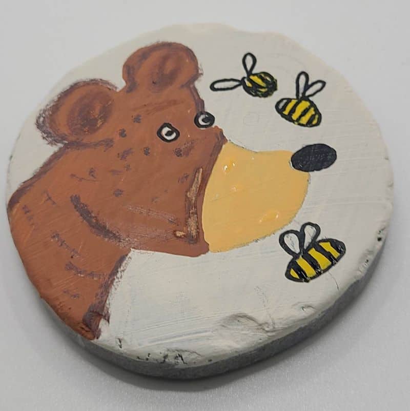 forest animal painted rocks - bear final