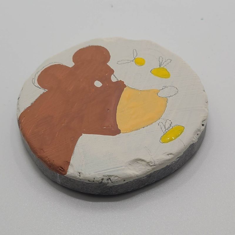 forest animal painted rocks - painting the bear