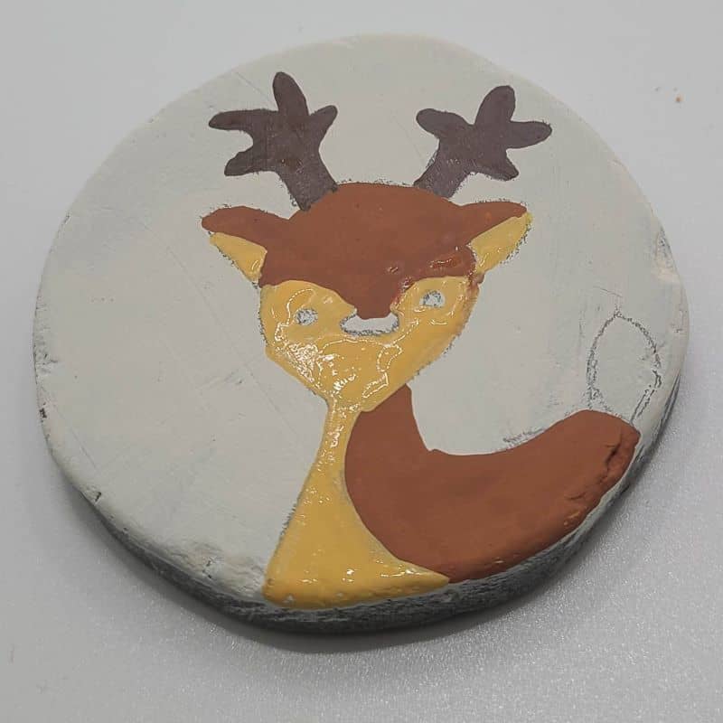 forest animal painted rocks - painting the deer